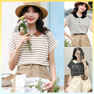  Áo len thun Montoghi dệt kim SỌC GÂN LOGO THỎ tay cánh dơi viền kiểu mới - L2M