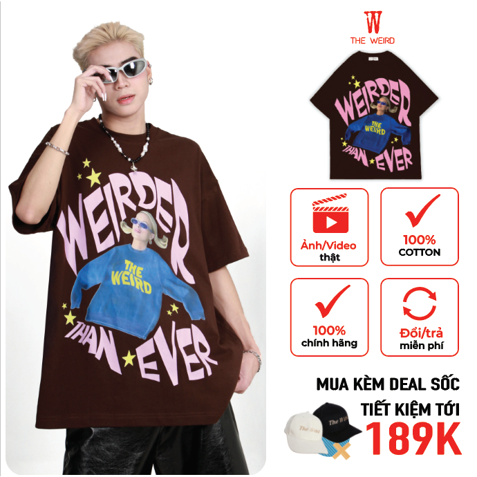 LOCAL BRAND Áo thun The Weird Phong Cách Unisex Form Rộng ATK785