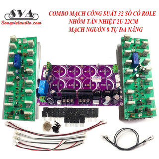 Combo công suất 32 sò có role + mạch nguồn 8 tụ đa năng + nhôm tản nhiệt 2u
