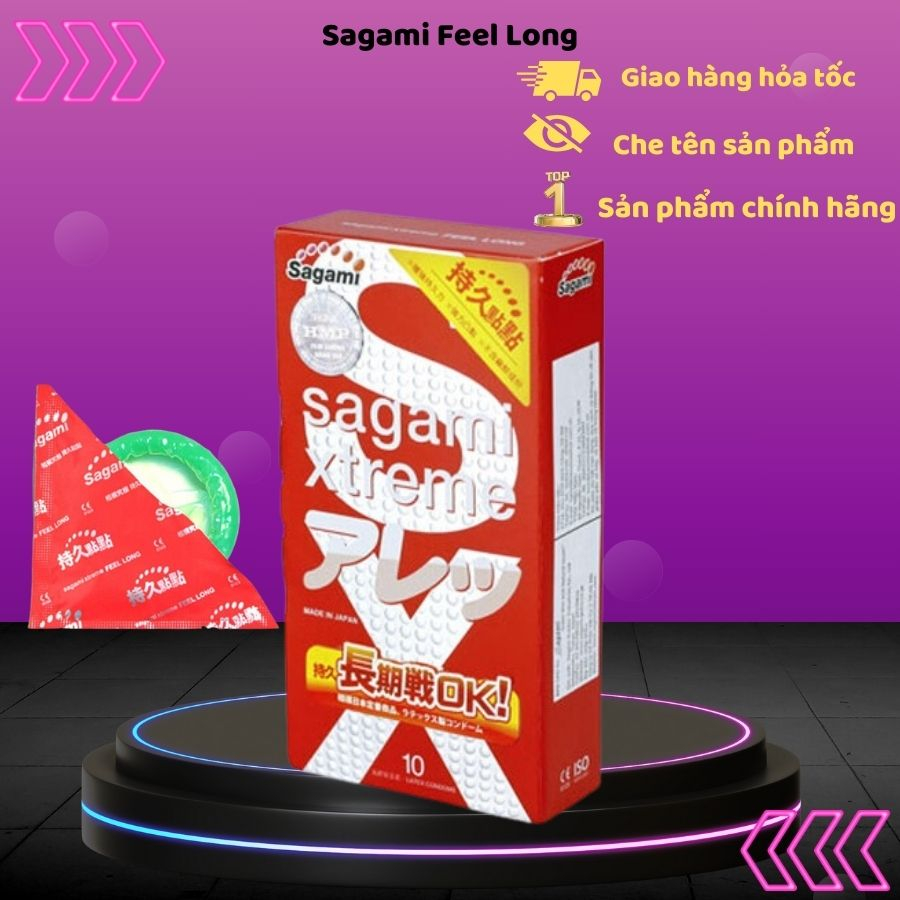 Bao cao su sagami feel long gân gai, kéo dài thời gian 10c