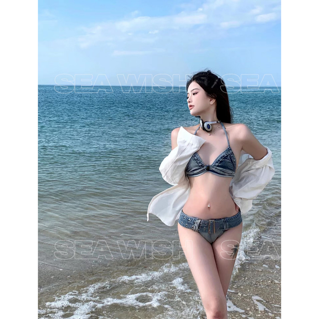 Set Bikini Jean Denim, vải bò Cao Cấp, hot 2023