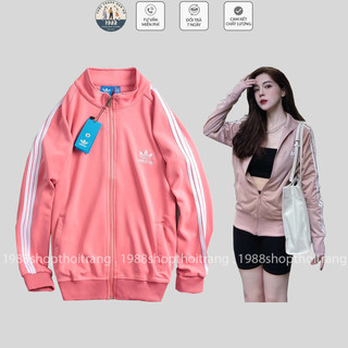 Áo bomber 3 sọc màu hường, áo khoác nỉ adi.das màu hường nam nữ form rộng tt303