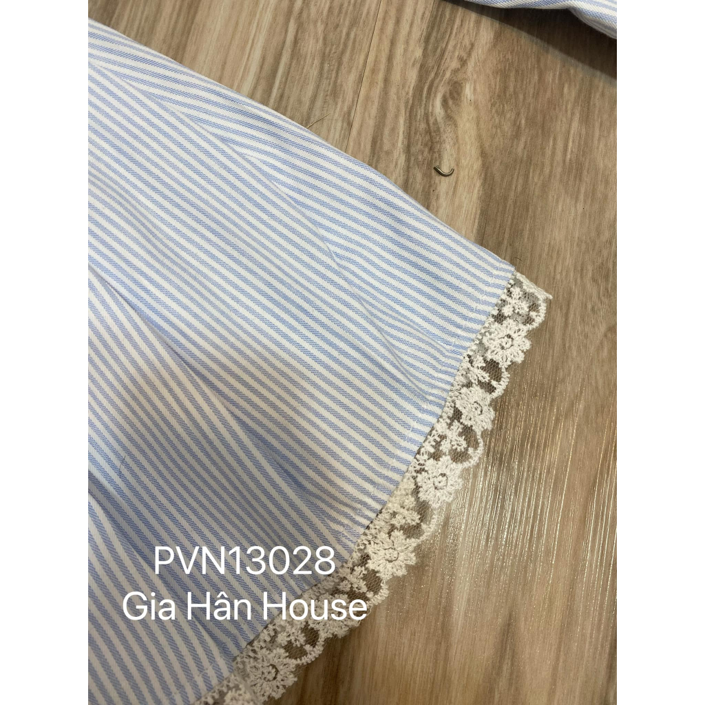 Bộ áo xanh sọc meo meo - xanh dương