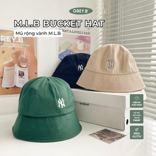 Mũ rộng vành m.l.b bucket hat greyb form tròn unisex in logo nhiều màu phong cách hàn quốc