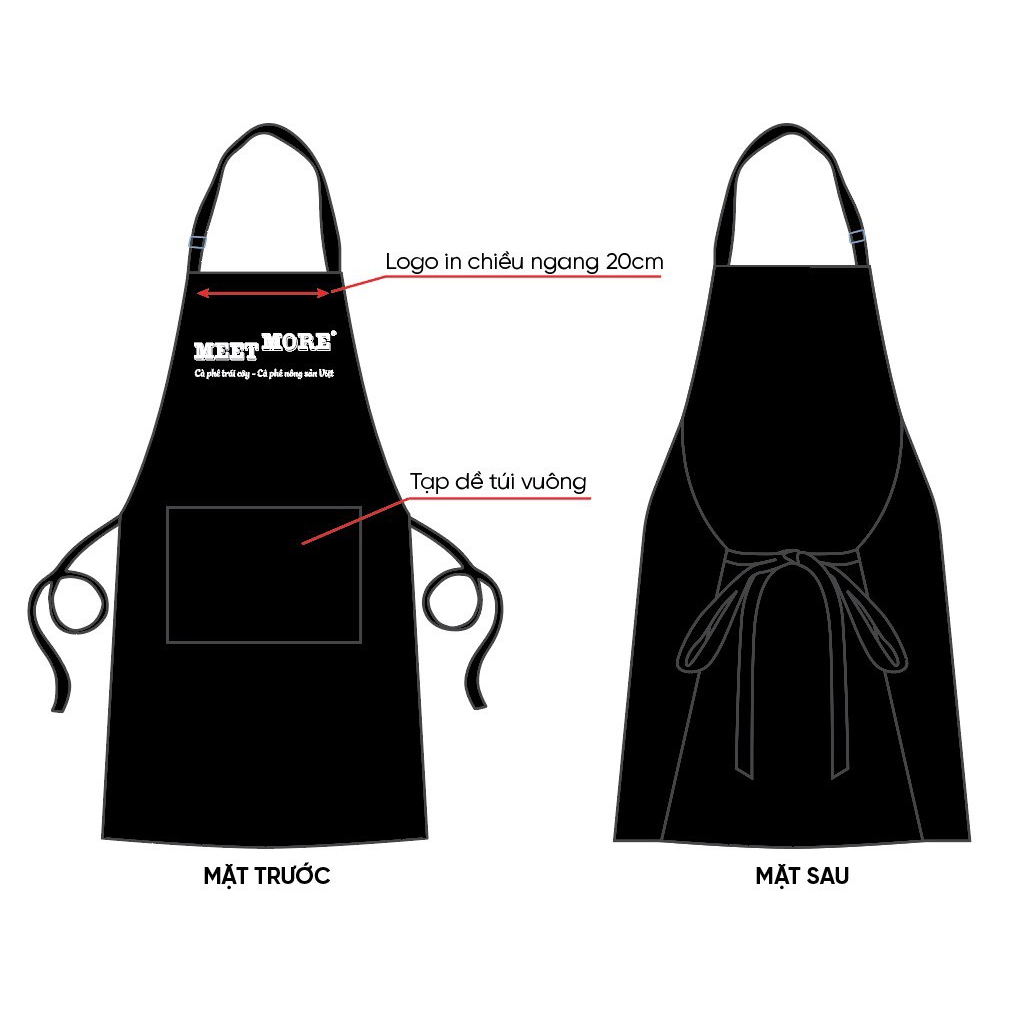Tạp dề nấu ăn màu đen vải canvas 2 lớp dày  sẵn hàng | 𝙄𝙣 𝙩𝙝𝙚̂𝙪 𝙡𝙤𝙜𝙤 𝙩𝙝𝙚𝙤 𝙮𝙚̂𝙪 𝙘𝙖̂̀𝙪