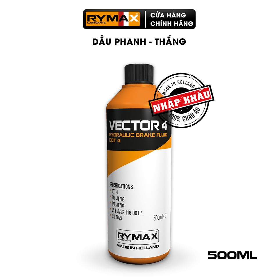 Dầu Thắng DOT 4 Rymax Vector 4 500ml - Dành cho ly hợp, chống bó cứng