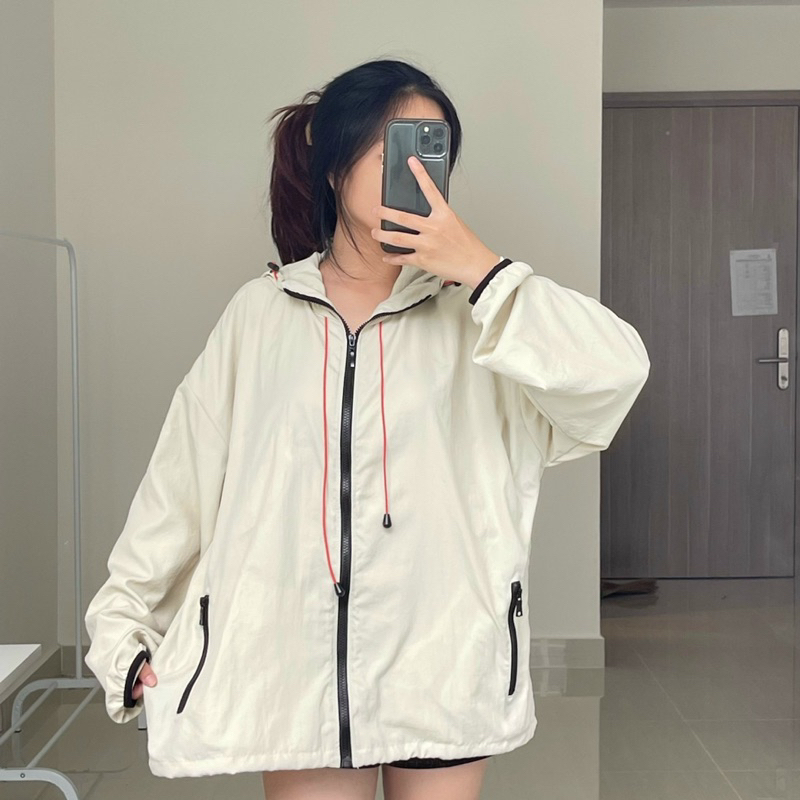 Áo Khoác Dù Vải Đũi Nhăn Form Rộng Thoải Mái Unisex