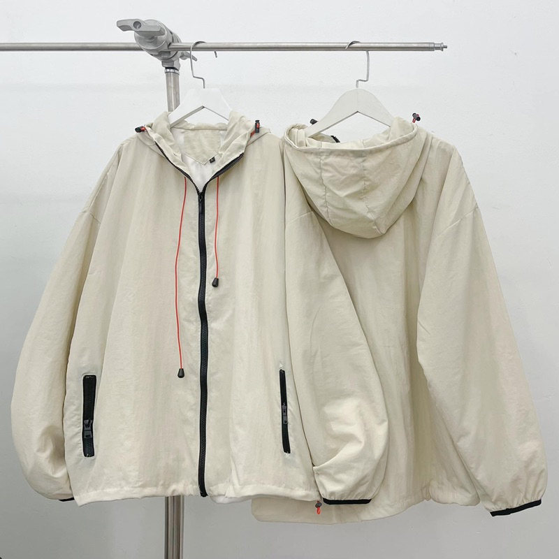 Áo Khoác Dù Vải Đũi Nhăn Form Rộng Thoải Mái Unisex