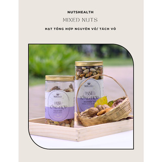 Hạt dinh dưỡng tổng hợp Nutshealth mix 5 loại: Macca, Óc chó, Hạnh nhân, Hạt điều, Hạt dẻ - Nguyên vỏ 500g, Tách vỏ 300g