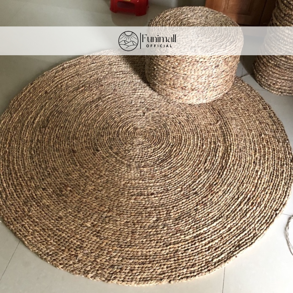 Xưởng Thảm cói tròn trải sàn phòng khách, phòng ngủ, quán cafe, nhà hàng, homestay, thảm cói treo tường Vintage