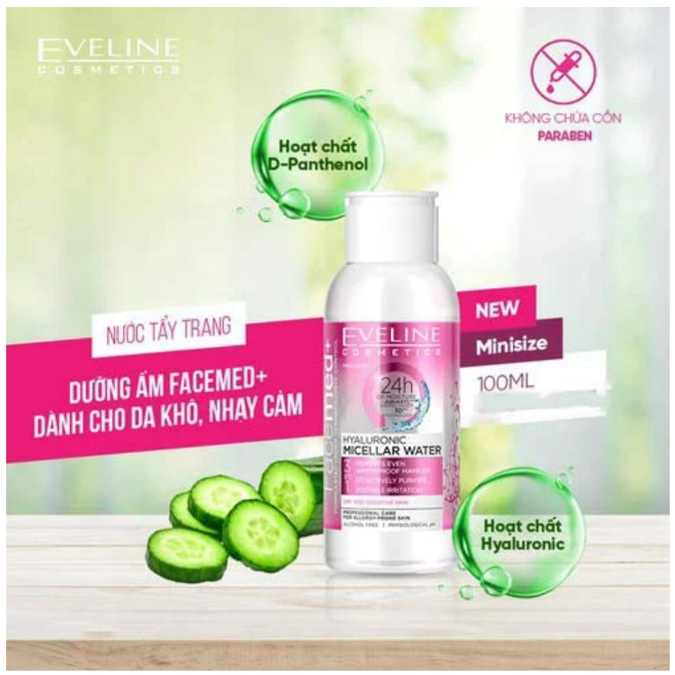 Nước tẩy trang Eveline Facemed+ dưỡng ẩm da 100ML - da khô nhạy cảm