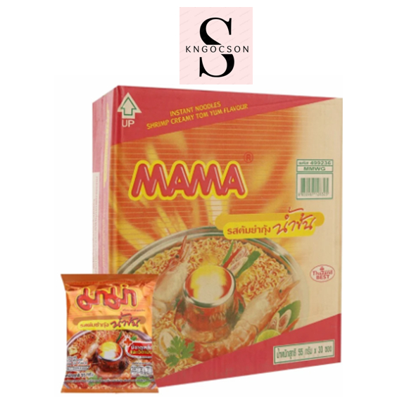 Thùng 30 gói Mì Tôm Yum Sốt Kem MaMa Gói 55G - HSD đến 9/2024
