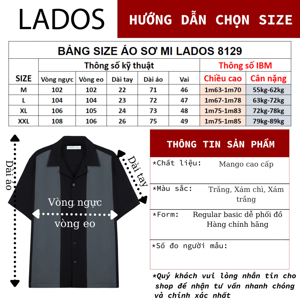 Áo sơ mi tay ngắn nam phối chất lụa mango dày dặn LADOS-8129 form đẹp, phong cách Hàn, thời trang