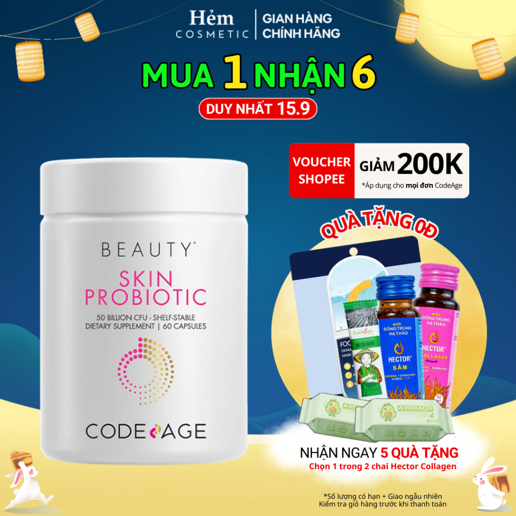 Viên uống lợi khuẩn CodeAge Skin Probiotic 60 viên - Hẻm Cosmetic