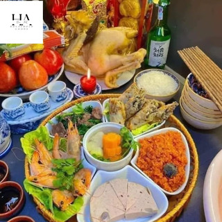 Bộ bát đĩa hoa mặt trời 5 cánh gốm sứ Bát Tràng cao cấp kèm khay mây