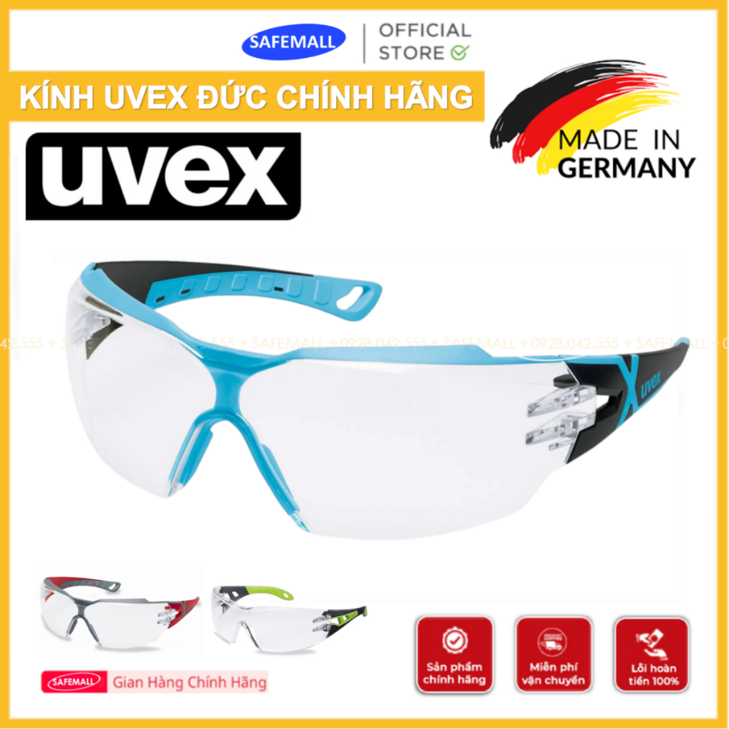 Combo Kính bảo hộ UVEX PHEOS CX2 9198258, 9198256, 9192225 UVEX X-FIT 9199280, 919926 - SAFEMALL Chính Hãng