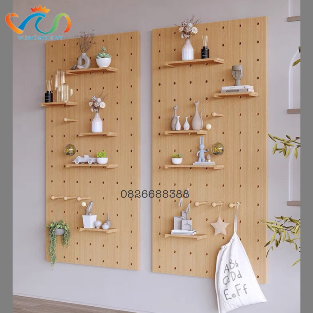 Tấm gỗ phối kệ ốp tường VUADECOR nhiều mẫu kích thước 60x120cm