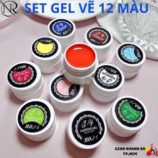 Gel vẽ nail, Set gel vẽ T.Y 12 màu đặc nét chuyên dụng - Nails Red
