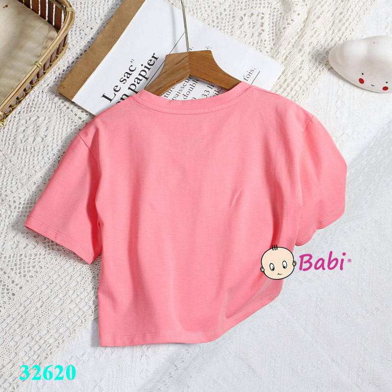 Áo croptop họa tiết hình thỏ xin xắn cho bé gái, Áo thun croptop phong cách Hàn Quốc size đại 15-45kg