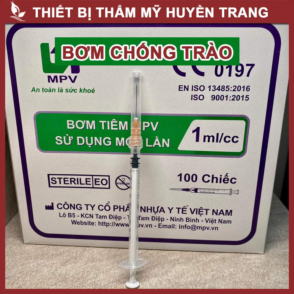 Bơm Tiêm Chống Trào Dưỡng Chất Meso, HA, Collagen, Lắp Đầu Kim Meso 34G MPV 1ml