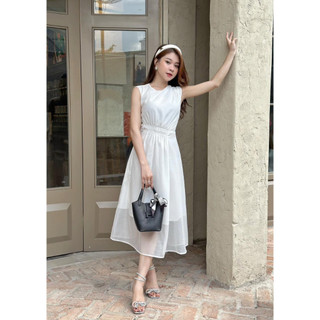 Đầm bigsize sát nách chất voan dáng dài điệu đà ( Thời trang Vicky G - Anitagreen ) HN0923