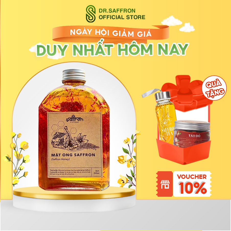 Mật ong Saffron Nhụy Hoa Nghệ Tây Saffron Việt Nam Chai Thủy Tinh 335g