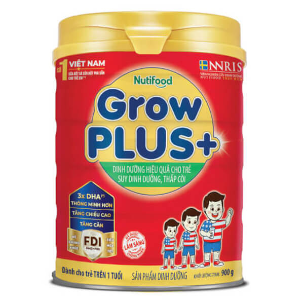 (HSD 22/7/2025) Sữa bột Nutifood GrowPLUS+ đỏ hương vani 900g