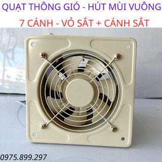 Quạt hút mùi - quạt thông gió vuông 7 cánh. vỏ sắt - cánh sắt