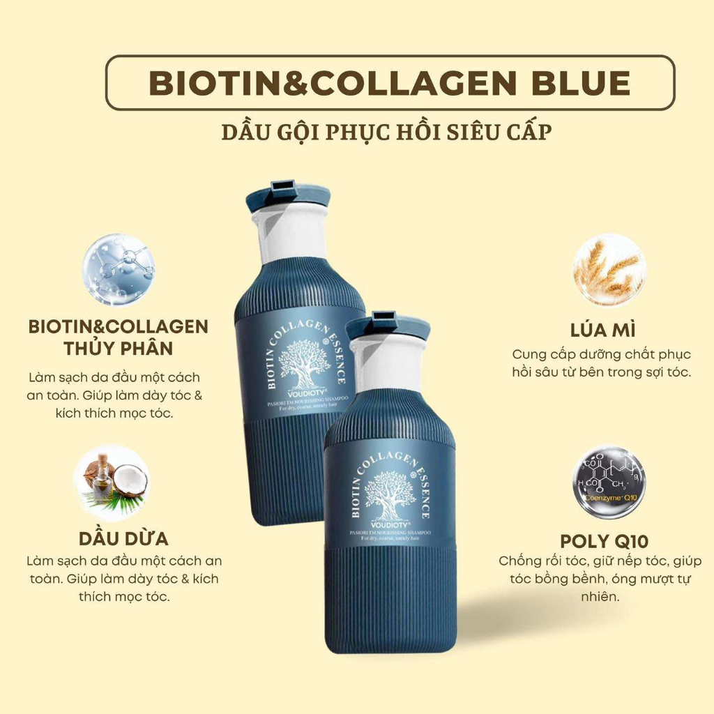 Dầu gội và dầu xả Biotin Collagen Voudioty Pasiori