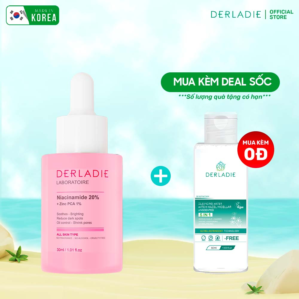 Serum Niacinamide 20% Giảm Mụn, Mờ Thâm Đỏ, Thu Nhỏ LCL Derladie Laboratoire Pore Tightening Ampoule 30ml