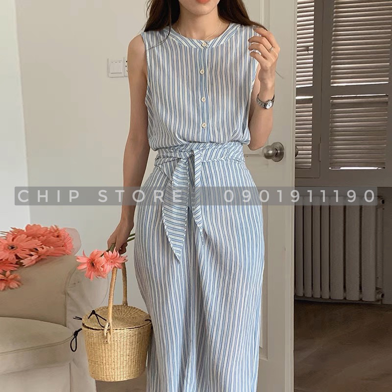 VÁY KIỂU XẾP EO KOREA STYLE THANH LỊCH KẺ SỌC NHÍ HÀNG CHUẨN