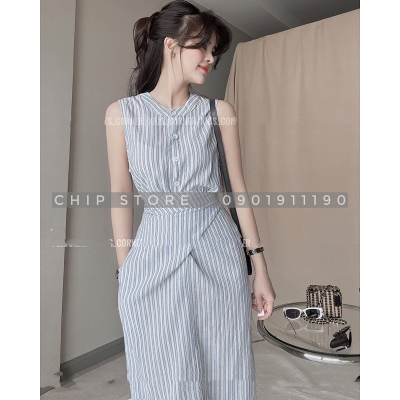 VÁY KIỂU XẾP EO KOREA STYLE THANH LỊCH KẺ SỌC NHÍ HÀNG CHUẨN