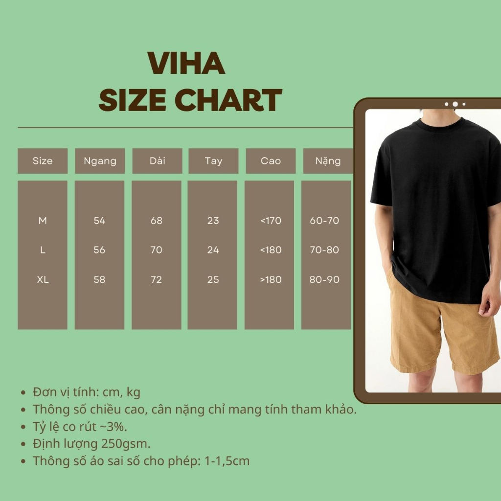 Áo phông trơn tay lỡ cotton 100% 250GSM dày dặn basic form rộng oversize