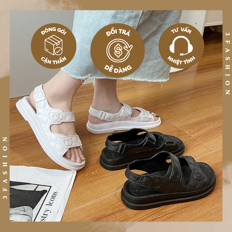Dép sandal nữ đi học nhựa đế cao 3CM nhựa PVC siêu bền siêu êm siệu nhẹ chống thấm nước 3Fashion - 3269