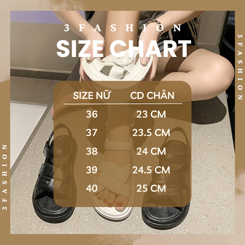Dép sandal nữ đi học nhựa đế cao 3CM nhựa PVC siêu bền siêu êm siệu nhẹ chống thấm nước 3Fashion - 3269