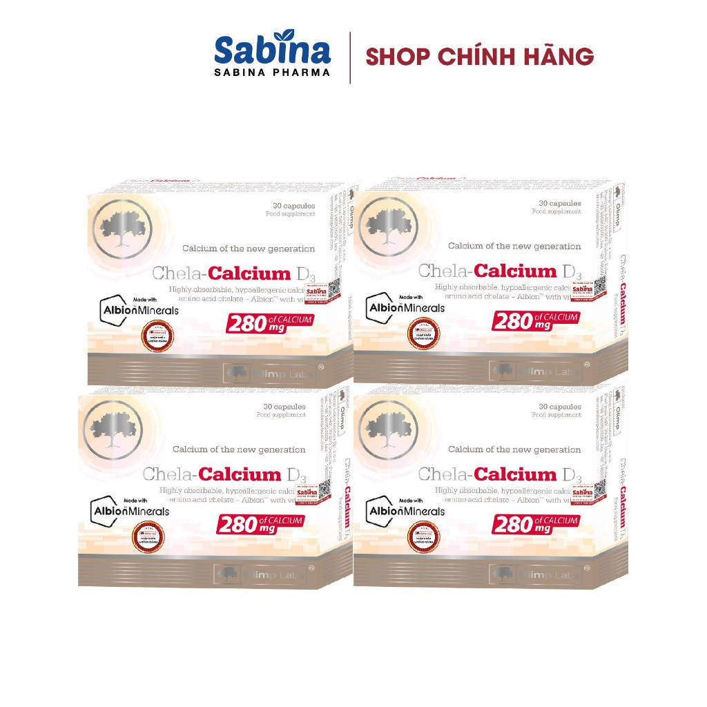 4 Hộp Chela Calcium D3 (Olimp labs) – Canxi bà bầu và trẻ – Hỗ trợ bổ sung Canxi 36,6g