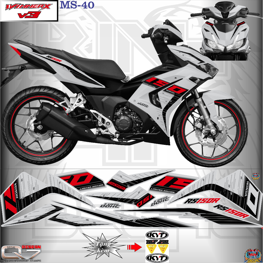 TEM RỜI WINNER V3 - MS 40 - IN DECAL 3 LỚP - KO BAY MÀU