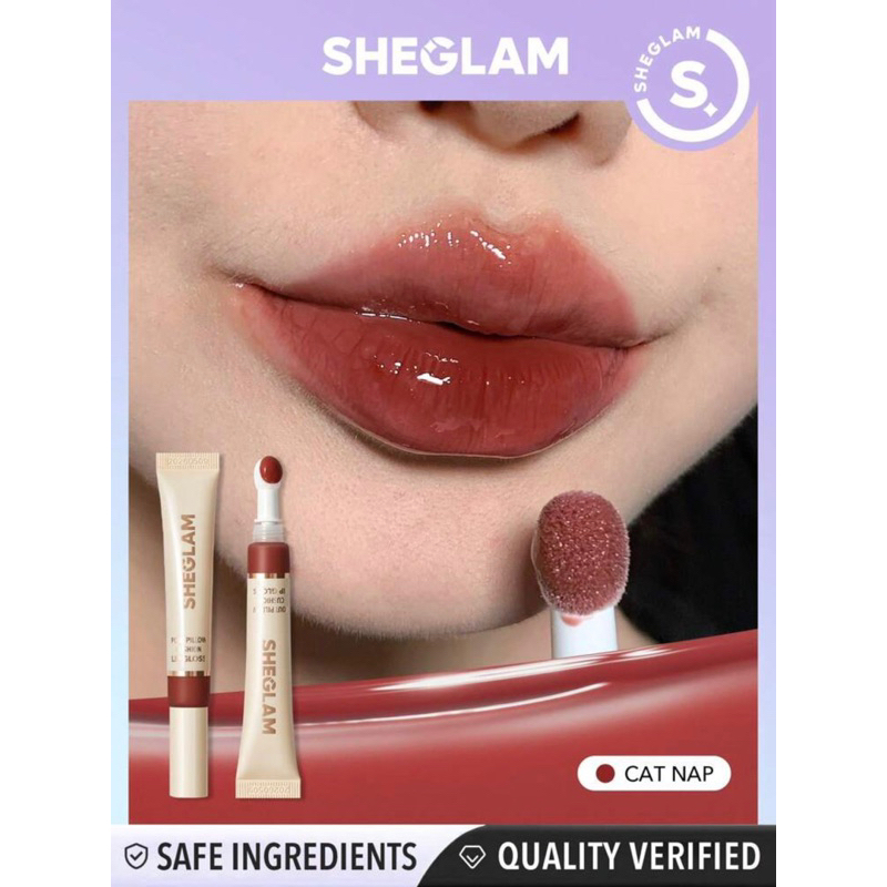 Son bóng thuần chay Sheglam dạng tuýp có đầu mút sẵn màu cat nap