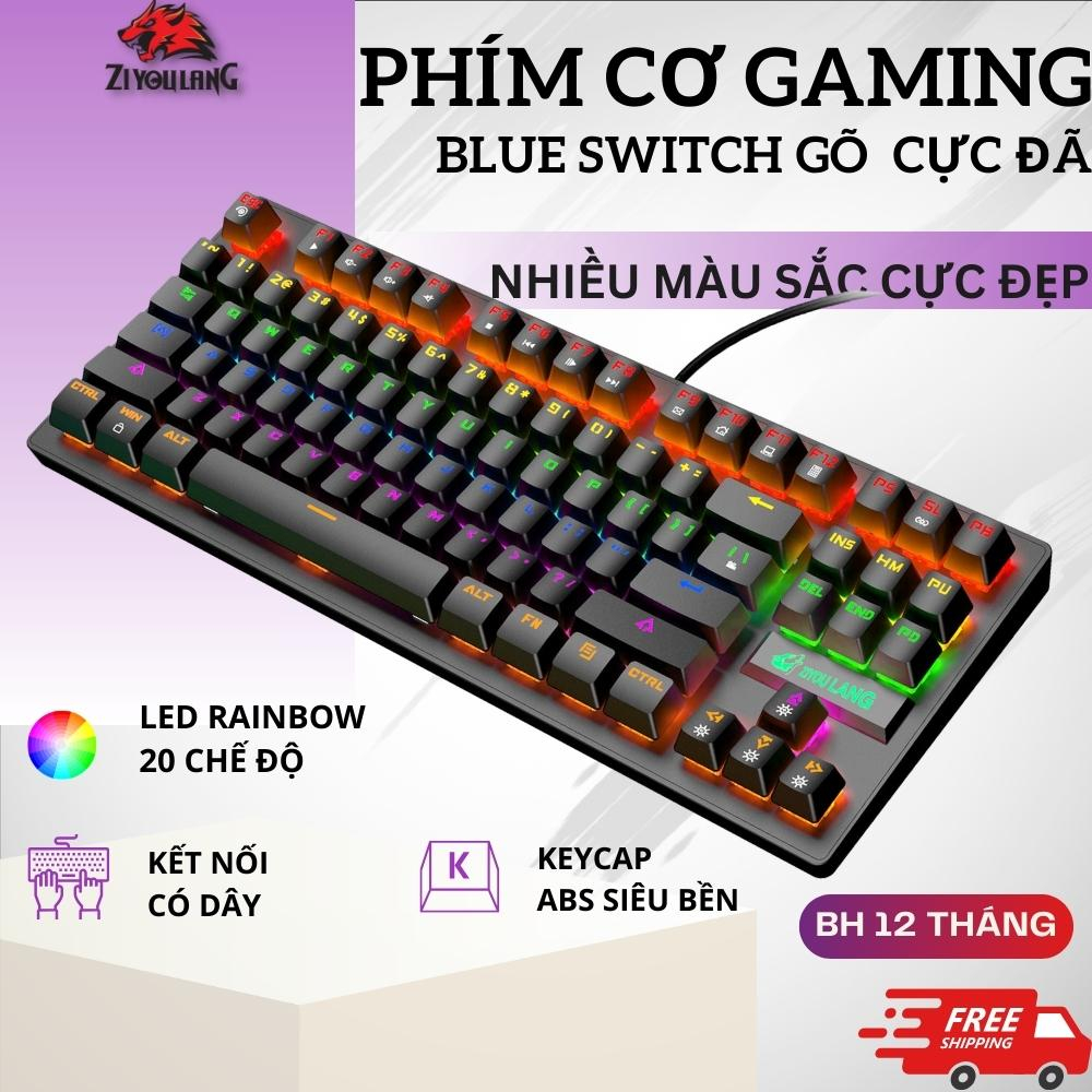 Bàn Phím Cơ Máy Tính Có Dây ZiyouLang K2 Crack Pro Trục Cơ BlueSwitch, Led RainBow 7 Chế Độ, Phù Hợp Máy Tính/Laptop/Pc