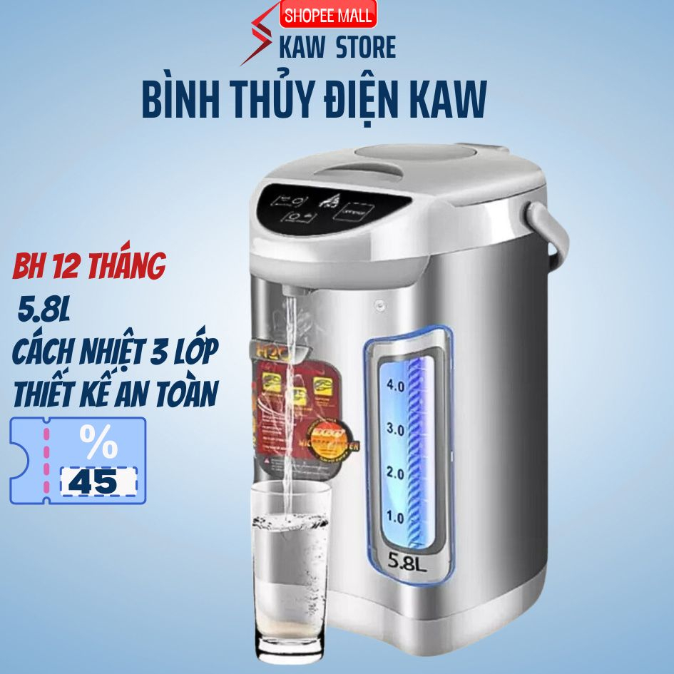 Bình Thủy Điện Đun Nước Nóng 5.8L Kaw công suất 750W - Bảo hành chính hãng | BigBuy360 - bigbuy360.vn