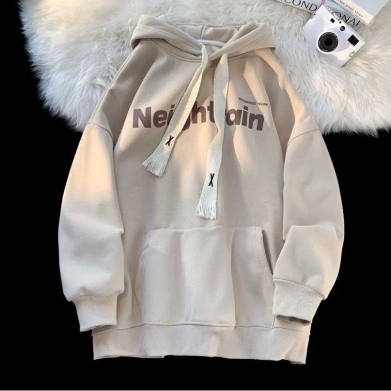 "ÁO HOODIE PHỐI MŨ CÓ DÂY RÚT IN CHỮ 5D SIÊU TRẺ TRUNG CÁ TÍNH HOOTRENING HIỆN NAY-CH"