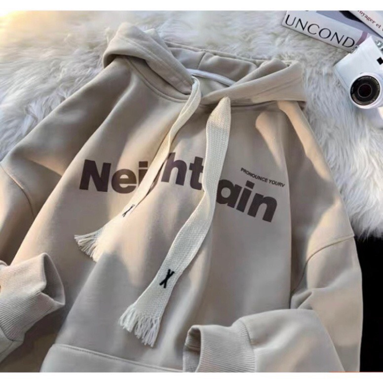 "ÁO HOODIE PHỐI MŨ CÓ DÂY RÚT IN CHỮ 5D SIÊU TRẺ TRUNG CÁ TÍNH HOOTRENING HIỆN NAY-CH"