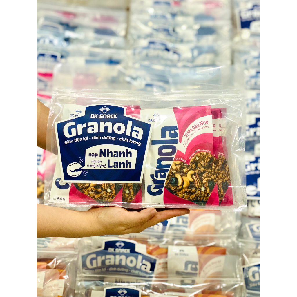 Combo 10 túi 50g Granola ăn kiêng túi tiện lợi DK Harvest siêu hạt ngũ cốc giảm cân không đường dành cho ăn kiêng