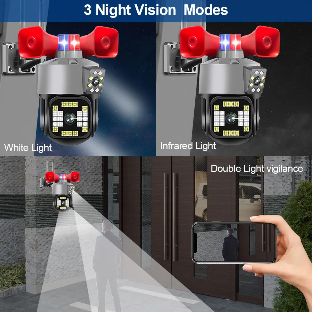 Camera yoosee wifi ngoài trời 2 mắt 8.0MP | 5.0MP  ban đêm có màu, còi báo động không góc chết