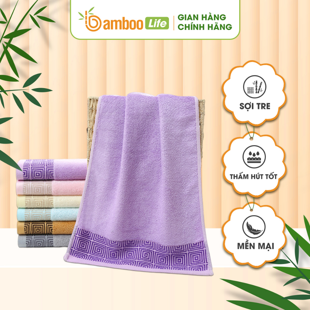 Khăn tắm lớn sợi tre Bamboo Life BL046 cao cấp, kháng khuẩn, thấm hút, mềm mịn, an toàn cho da 70x140cm