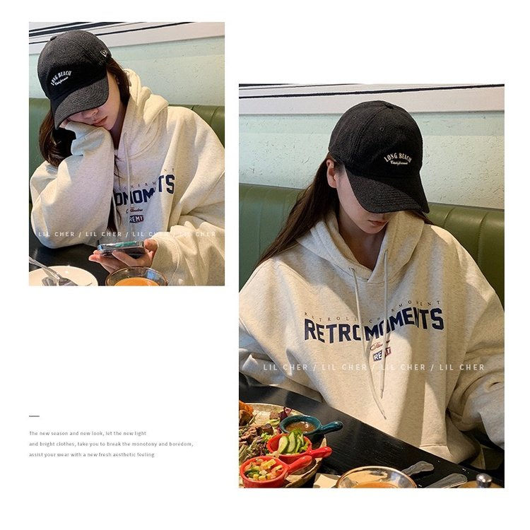 Áo Hoodie Nỉ In Chữ RETROMOMENTS Form Rộng Mũ Trùm Vải Nỉ Cotton Cao Cấp