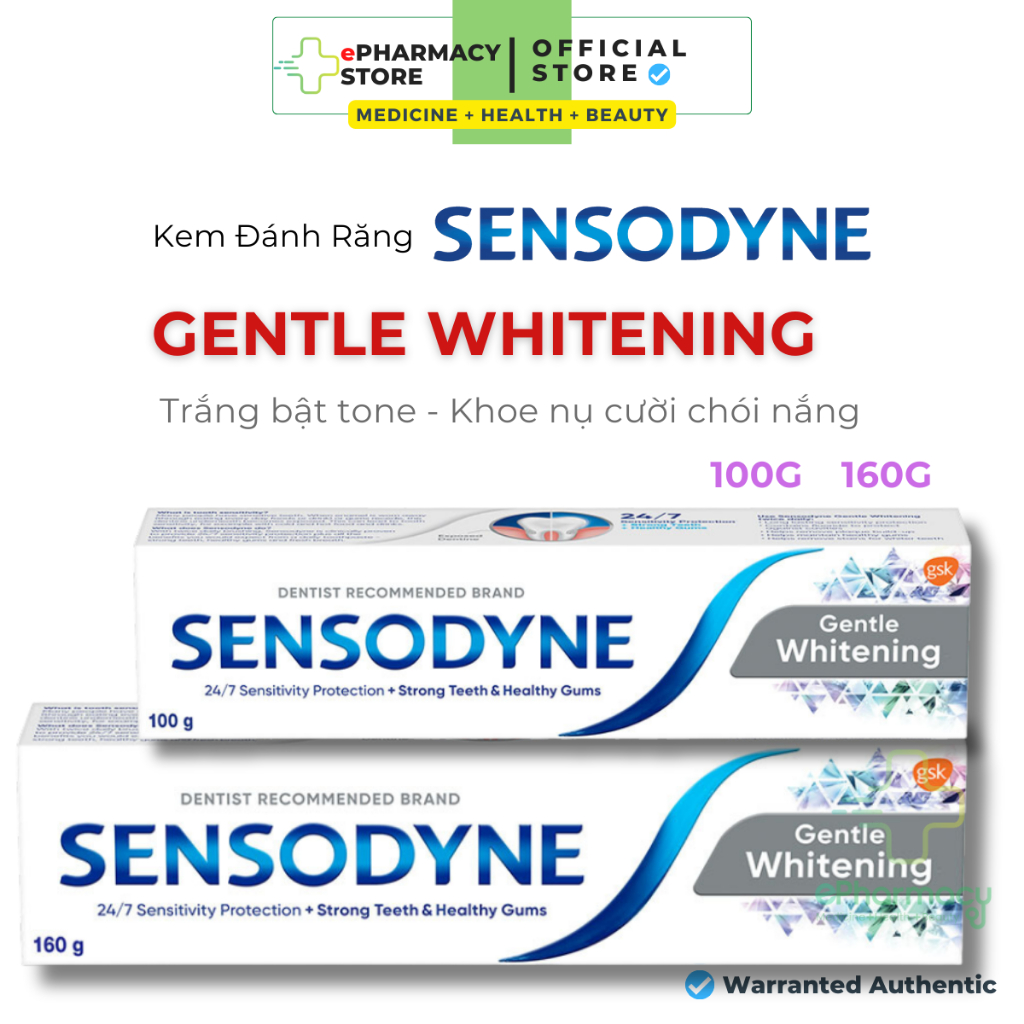 Kem đánh răng SENSODYNE Gentle Whitening - giúp giảm ê buốt hiệu quả và làm trắng răng tự nhiên