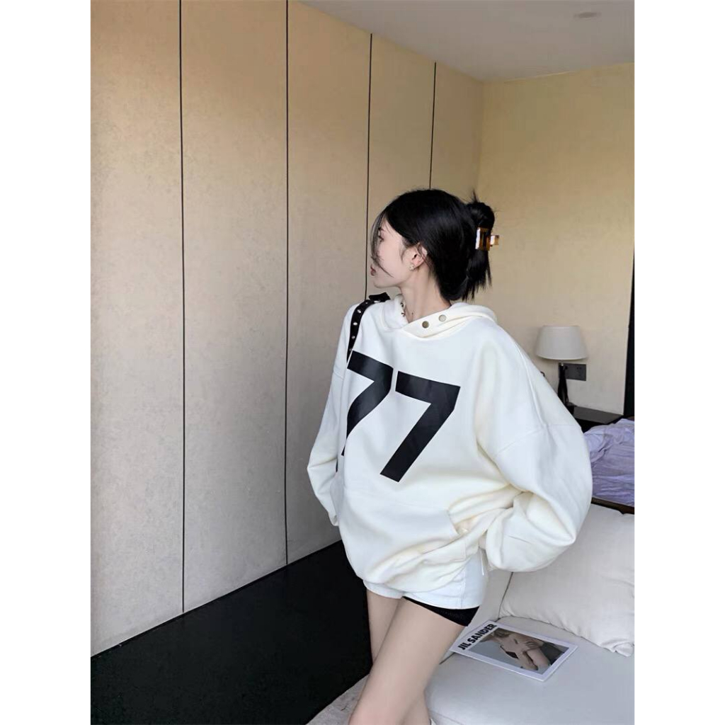 Áo Hoodie unisex Essential 77, áo hoodie nỉ bông nam nữ unisex form rộng cứng cáp oversize