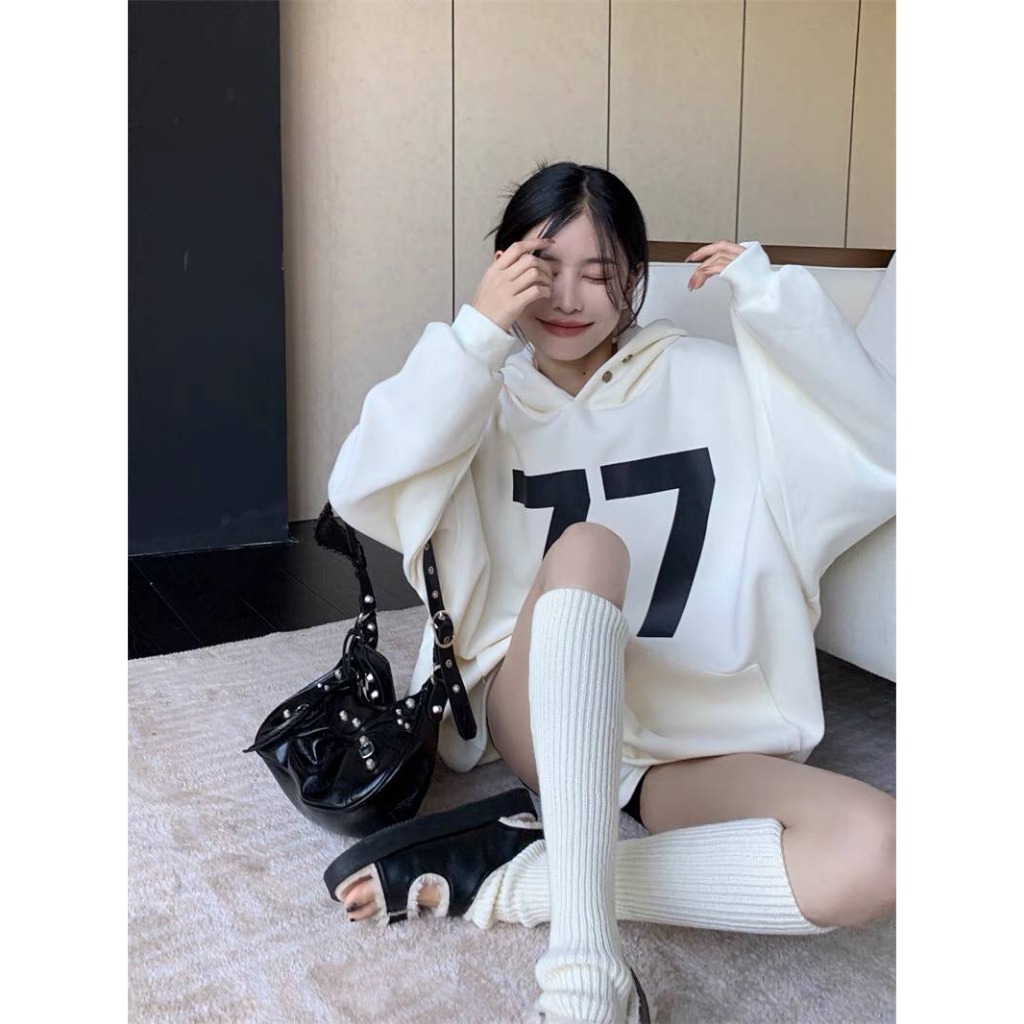 Áo Hoodie unisex Essential 77, áo hoodie nỉ bông nam nữ unisex form rộng cứng cáp oversize