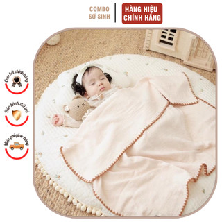 SET CHĂN ÔME 4 LỚP SỢI TRE , kèm miếng lót đầu sơ sinh 8 lớp sợi tre